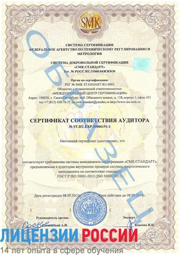 Образец сертификата соответствия аудитора №ST.RU.EXP.00006191-1 Кинешма Сертификат ISO 50001
